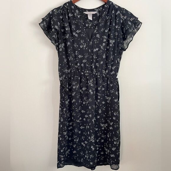 H&M Black Floral Short Sleeve Dress | Size 6 - Picture 2 of 9